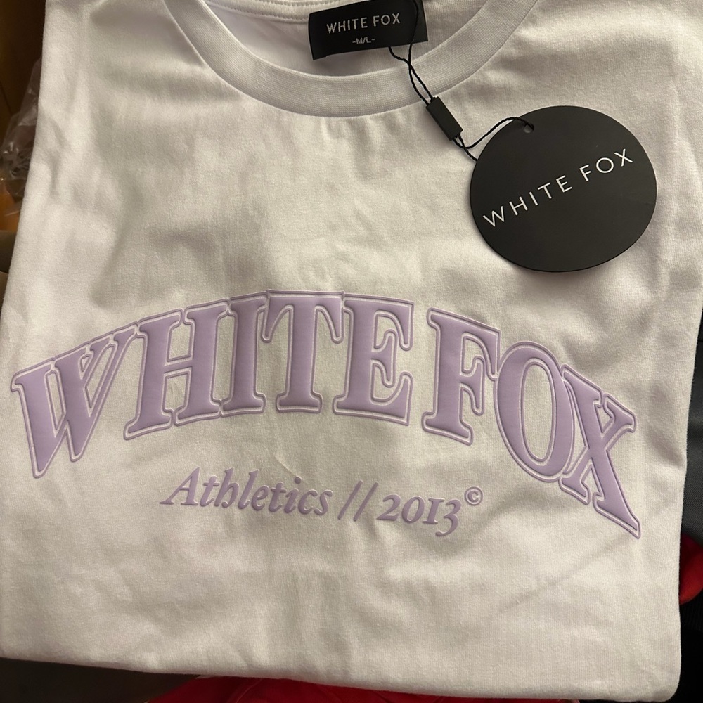 White Fox Boutique White and Purple Tee